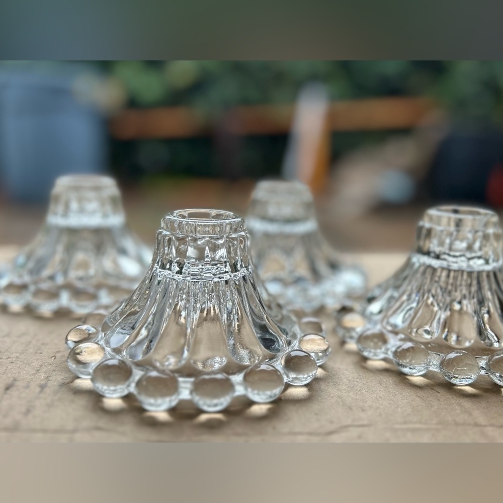 Vintage 4 Anchor Hocking Berwick Boopie clear glass candlestick